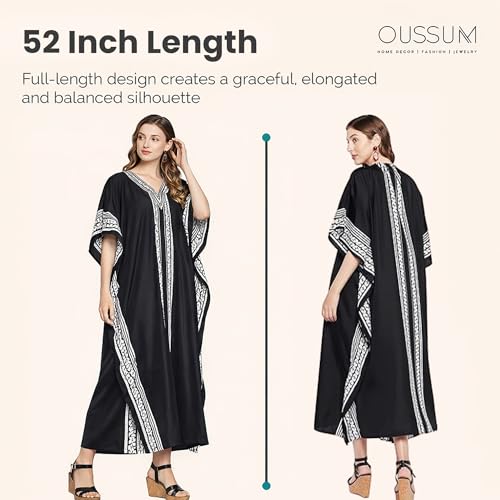 Image of Oussum Plus Size Kaftan Dresses for Women, Polyester Summer Caftan Cover Up Maxi Beach Dress, 1X-3X