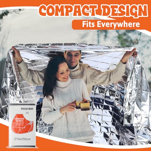 Image of Kingdder 30 Pack Oversized Emergency Thermal Blankets Bulk 98 x 82 Extra Large Survival Space Blankets Silver Foil Winter Survival Kit for Outdoors, Camping, Hiking, Car, Homeless, First Aid