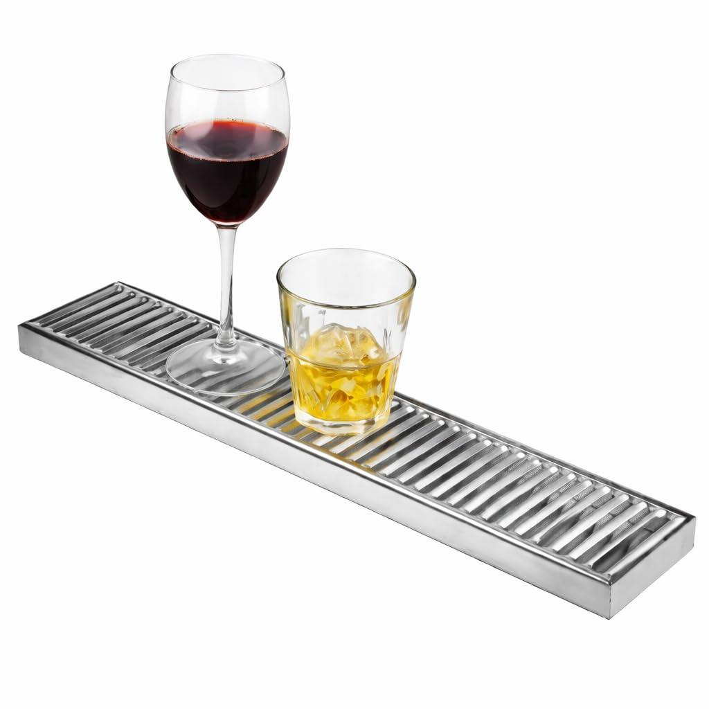 Bar@Drinkstuff Silver Stainless Steel Drip Tray 50Cm X 10Cm – Long Bar Drip Tray With Removable Insert For Beer Taps, Home Bars & Cocktail Stations