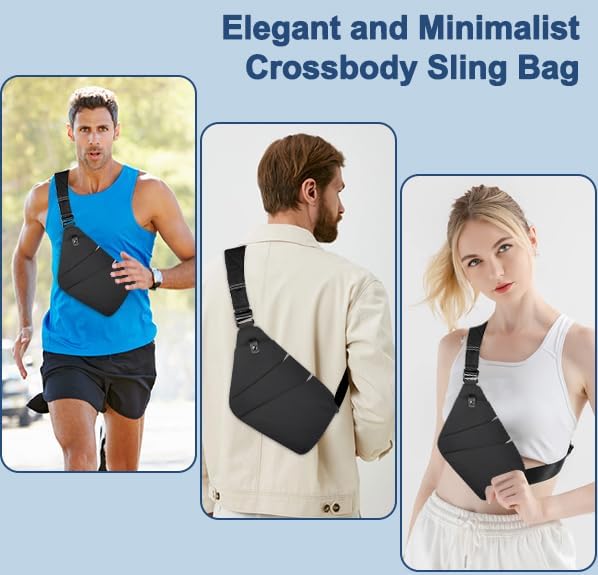 Sling Crossbody Bag, 4-Pocket Anti Theft Cross Body Shoulder Bag,Water Resistant Chest Bag Fanny Pack,Travel Essentials Side Bag for Sport Work, Gift for Him Her Men Boyfriend Husband - Image 5