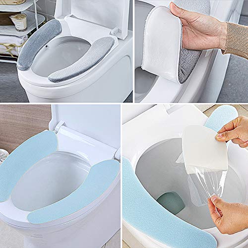 CHEPL Toilettensitzabdeckung 2 Paar WC-Sitzbezug Warme Universal WC-Sitz-Pad Waschbar Weich für Familie Hotel Badezimmer – Bild 8
