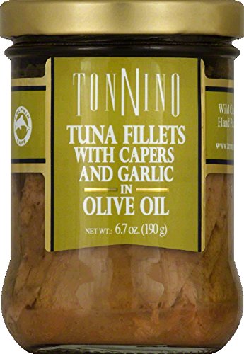 Tonnino Tuna Fillets with Garlic and Capers in Olive Oil 6.7oz Jar