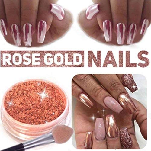 Osking Rose Gold Nail Mirror Metallic Effect Chrome Powder Dust Pigments Nail Art Decoration - 2 g-image-1