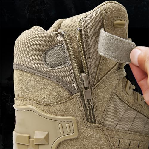 JiuQing Mens Military Boots Tactical Boots Ankle High Combat Boots Side Zip Outdoor Work Backpacking Desert Boots3