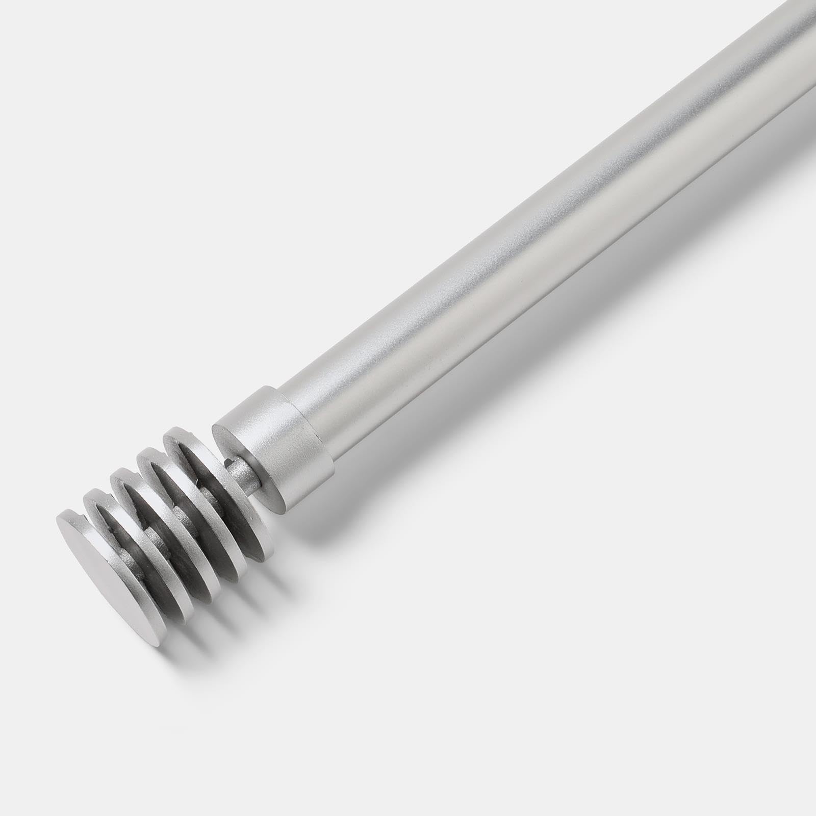 OHS Silver Curtain Pole Ribbed Spiral Metal 120-220 for Eyelet Curtains