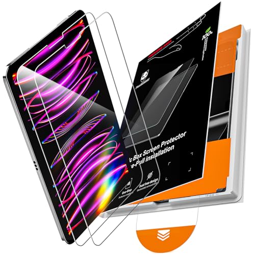PandaShield 2 Pack for iPad Pro 11'(4th 3rd 2nd 1st Gen) iPad Air 10.9'(5th 4th Gen) 9H+ Tempered Glass Screen Protector with Easy-Install[12FT Grade Shatterproof] Apple Pencil Compatible,HD Clarity