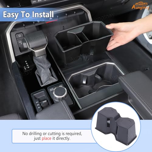 Aunginsy Center Console Cup Holder Protector Compatible with Toyota Tundra 2022-2026, Car Central Control Front Gear Shifter Drink Cup Holder Organizer Tray Storage Box Insert Coaster TPE Accessories by Aunginsy - Image 3