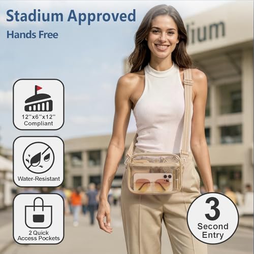 Image of PACKISM Clear Bag for Stadium Events - Small Clear Purses for Women Stadium Crossbody for Game Day, Festival, Concerts