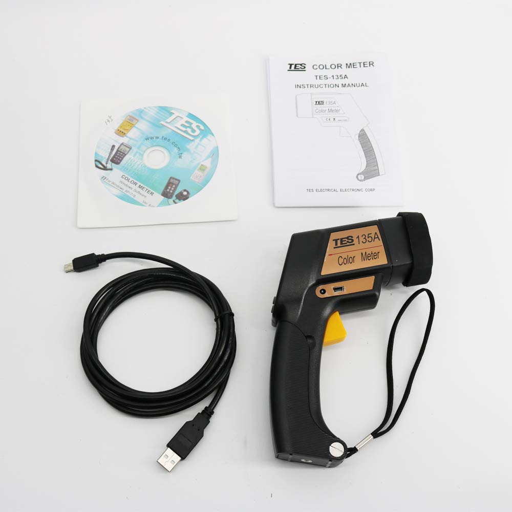 Graigar TES-135A Color Meter Portable Color Difference Meter (LCD Display) Colorimeter with USB Datalogger