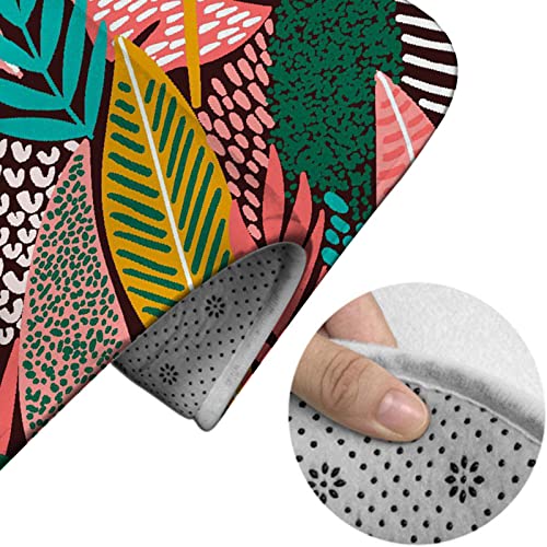 Badezimmerteppich-Set, 3-teilig, leuchtendes tropisches Blatt, waschbare Badeteppiche, rutschfest, mit Rückenpolster, Konturteppich und Toilettendeckelbezug – Bild 5