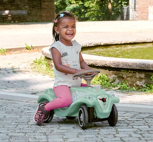 BIG Bobby Car Classic Green Sea - Rutschauto ab 1 Jahr im bunten Meeres-Design mit grauem Sicherheits-Lenkrad und Hupe, für Kinder von 1-5 Jahre (bis 50 kg), salbei mit Aufklebern – Bild 7