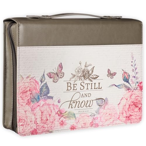 Couvre Bible extra large rose Be Still avec motif papillon pour grand livre