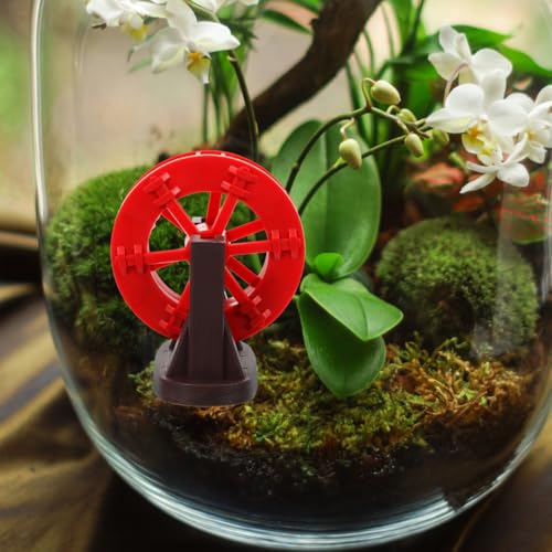 Image of POPETPOP Miniature Water Wheel Fountain Decor 3In Lightweight Plastic DIY Aquarium Ornament for Fish Tank Pond Landscape Indoor Water Feature