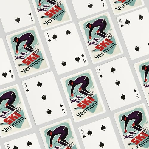 Juego de 52 cartas póker Ski Vermont retro miniatura 4