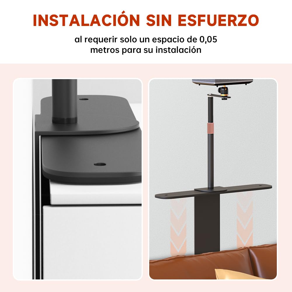 Soporte Para Proyector Bordstract, Soporte Para Proyector Ajustable Con Rosca De 1/4 Pulgadas, Rotación De 360 ​​y Inclinación De 90 Para Cabecera De Cama O Sofá(Blanco)