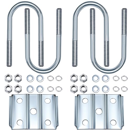 OZISENS 1Set Trailer U Bolt Kit for 3500 lbs 2-3/8 Round Axle 6-1/4 Long 1-3/4 Leaf Springs Trailer Axle U Bolts Leaf Spring U-Bolt Kit