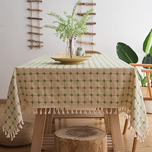 Nappe rectangulaire infroissable et lavable en coton-lin anti-décoloration