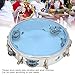Metal Bells,Double Row Jingle 8in Hand Tambourine, Rhythm Percussion Instrument for Beginners, Less Vibration, Tunable, ABS + Metal, 8in, Larger Musical Drum Cavity, Excellent (Transparent) (Blue)