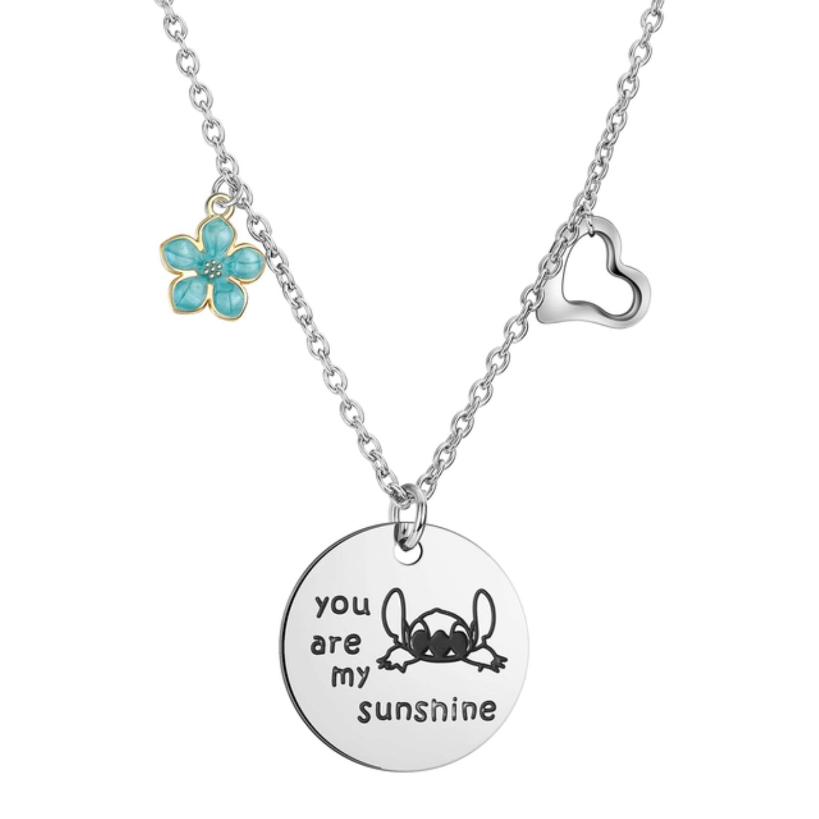 Liulin Pulsera de punto de dibujos animados significa familia niño Stitch oro delicado colgante cómic pulsera Tredny joyería regalo para niñas, Plata de ley