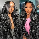 26 Inch Body Wave Lace Front Wigs Human Hair Pre Plucked 13x4 HD Transparent Lace Frontal Wigs Human Hair 180 Density Glueless Brazilian Virgin Human Hair Wig for Women with Baby Hair Natural Black