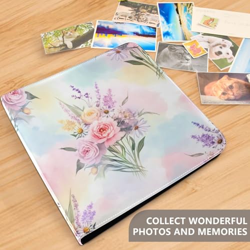 Álbum de Fotos Scrapbook Autoadhesivo, 3 Anillas, Cubierta de Cuero PU Floral Pastel, 40 Páginas, 11.8 x 11.2 pulgadas miniatura 5