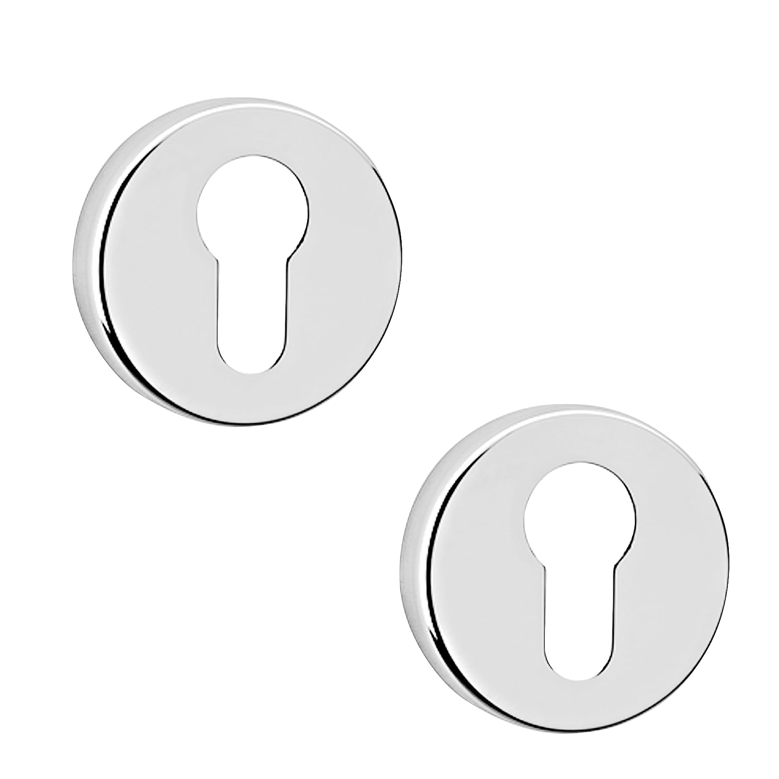 Decoranddecor Polished Chrome Pair Of Euro Escutcheon Cover Key Rose (Pair Of Euro Escutcheon Cover, )
