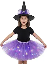 Fantasia Infantil Halloween Saia com led + Chapeu de bruxa