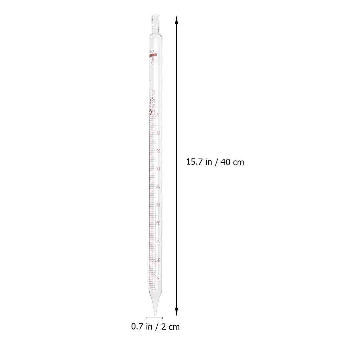 Scicalife Pipette en Verre Transparent Pipette Graduée 50Ml Pipette De Transfert pour Le Laboratoire École À La Maison