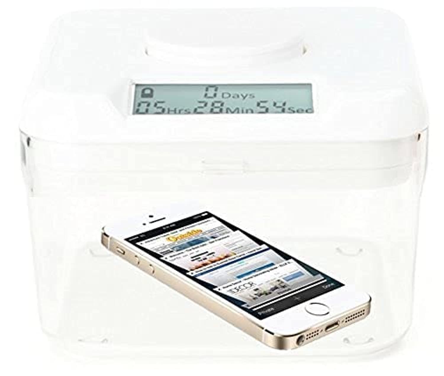 Kitchen Safe Mini: Time Locking Container (White Lid + Clear Base) - 3.0" Height