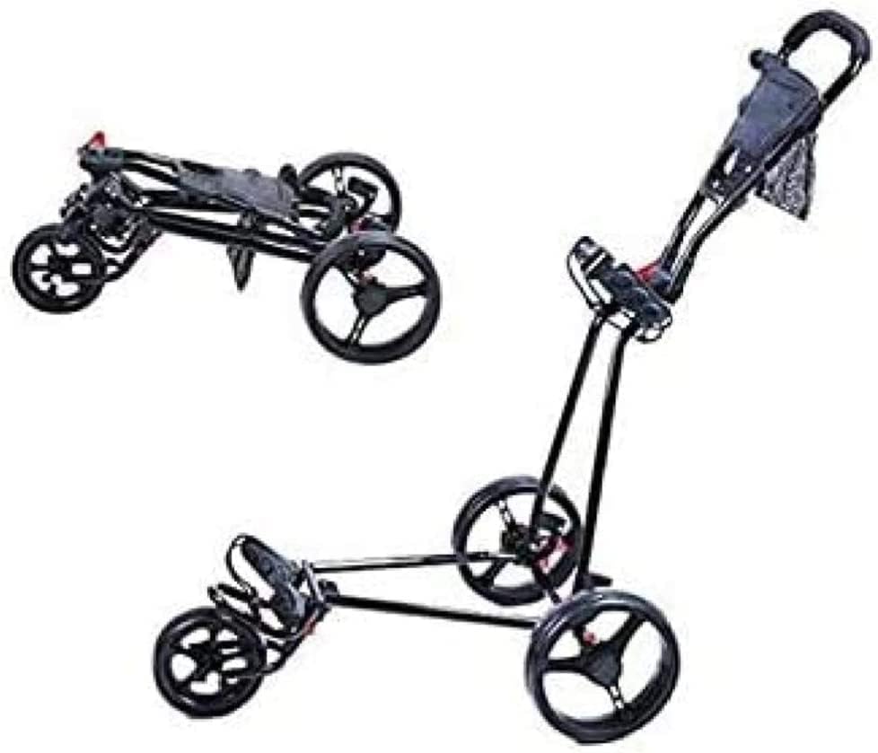 3 Wheel Golf Push Cart with 360 Rotating Front Wheel, One Second to Open and Close, Collapsible Golf Trolley,Lightweight Golf Cart