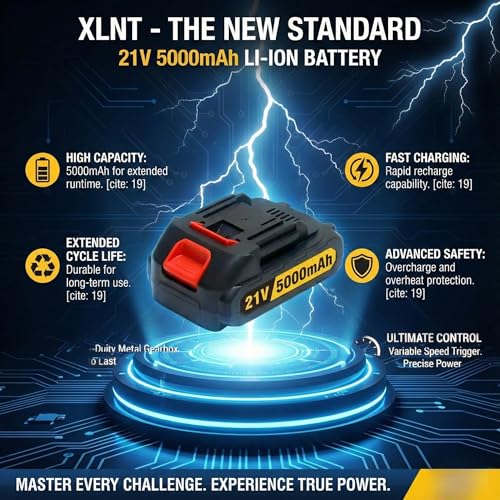 Image of XLNT 21V Brushless Impact Wrench 650Nm High Torque | 1 /2 inch Cordless, 2x10Ah Batteries | 0-2700 RPM, Cr-Mo Sockets, Bits, LED Light | Professional Automotive Heavy Duty Workshop