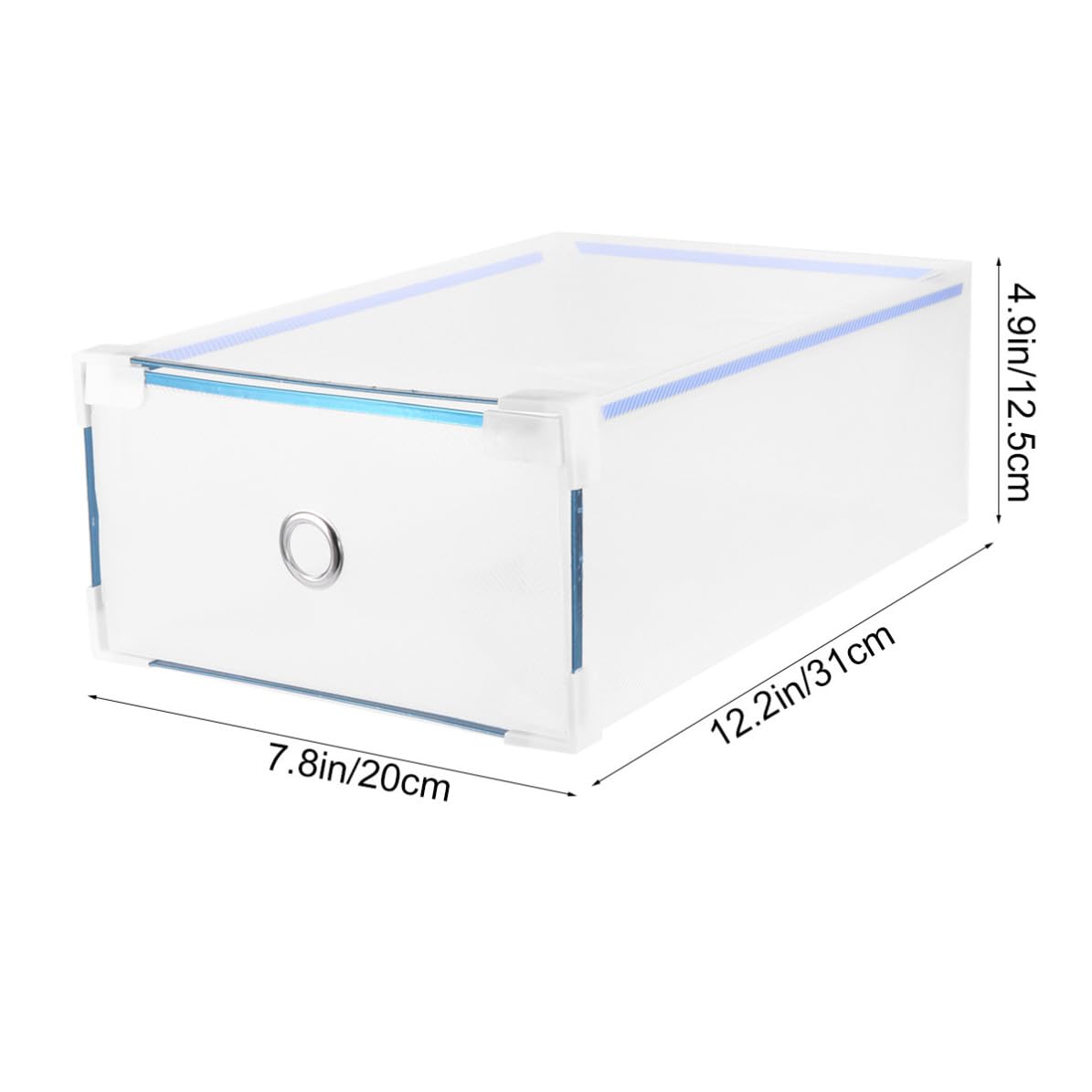 10 Pezzi Scatola Organizer Scarpe in Plastica Bianco Impilabile e Portatile Bordo in Metallo per Armadio, Contenitore Basso per Scarpe da Donna 31x20x12,5 Cm