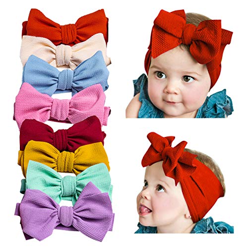 8PCS Baby Nylon Headbands Handmade Baby Girl Headbands Hairbands with Large Bow Child Hair Accessories for Newborn Infant Toddler Child Hair Accessories
