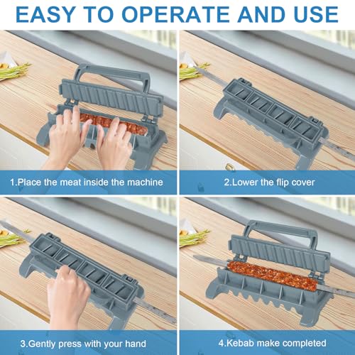 Kebab Maker Presse Spieße, Aktualisiertes Einfache Kebab Maker Presse Kebab, Tragbare Kabob Grillspieße, Wiederverwendbare Manuelle Kabob, Manueller Kabob Maker, Kabob Maker für Grillpartys – Bild 7