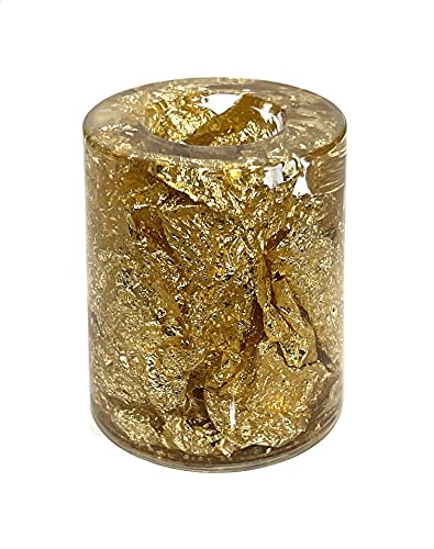 Image of AUGEN Pen Stand Decorative Round Gold Flake Design Stationery Holder | Gift Item | Table Top Decor (9856)