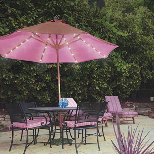 Image of GardenKraft 17660 54 Warm White LED Parasol Lights / Auto Timer Functionality / Indoor or Outdoor String Lights / Battery Operated