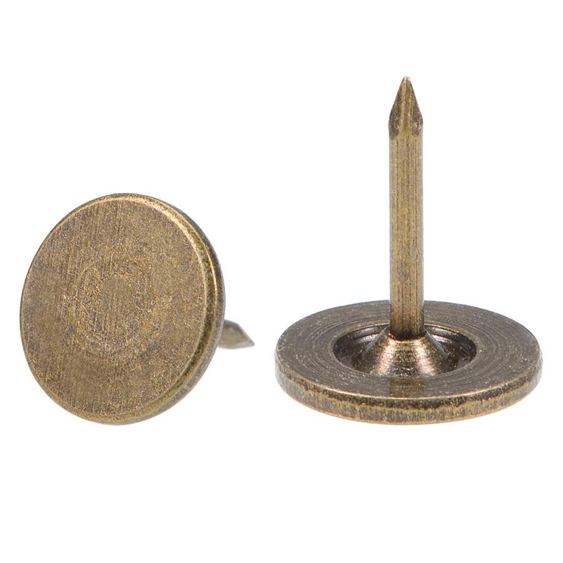 TA-VIGOR 50Pcs Heavy Duty Flat Head Push Pins, Decorative Thumb Tacks for Wall, Furniture Cork Board & Bulletin Board – 11mm x 13mm Upholstery Tacks for Home Office & DIY Use, Bronze