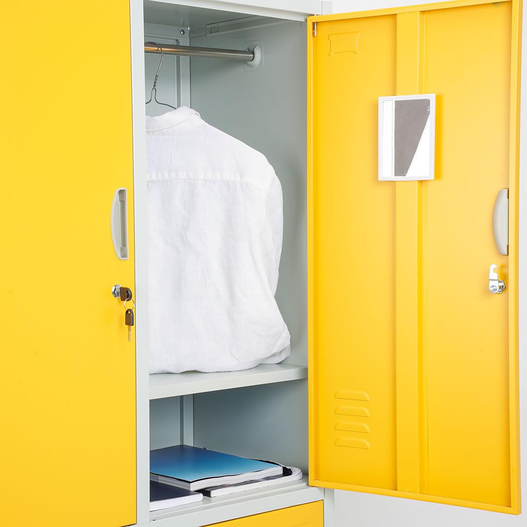 ARMADIETTI SPOGLIATOIO IN METALLO 85X180X42-4 ANTE SOVRAPPOSTE GRIGIO BLU ARANCIONE GIALLO VERDE - Giallo