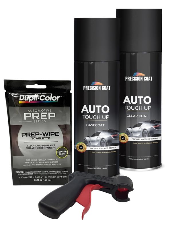 PRECISION COAT Compatible With 2004 GMC Yukon Black (41, GBA) Factory Matched High Gloss Basecoat Clearcoat Aerosol - Touch Up Paint Kit Includes Trigger & Prep Wipe