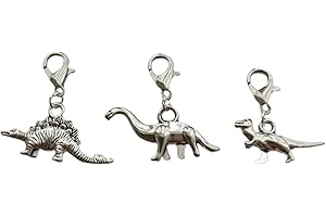 3pcs Dinosaur Clip on Charm, Planner/Zipper Pull/Bag Charm/Case/Lanyard Charm, Stitch Marker, Dino Jewelry