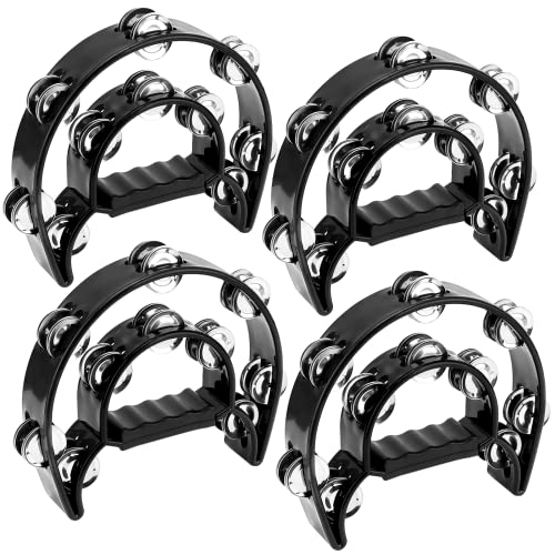 Tambourins demi-lune de 230 x 200 mm avec double rangée de grelots en métal pour les chorales