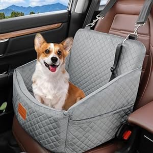 Dog Car Seat for Small/Medium Dog,Guardrail Heighten Pet Car Bed Under 28lbs,Detachable Washable Dog Travel Booster Seat,Storage Pockets,Adjustable Straps and Anti Slip Bottom.(S-Grey)