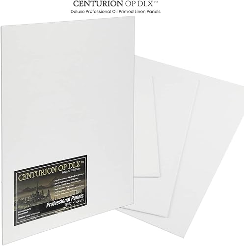 Miniatura 5 de Centurion Paneles de lienzo de lino con imprimación al óleo profesional de lujo, 11 x 14 pulgadas, paquete de 3 lienzos de lino para pintura, obras