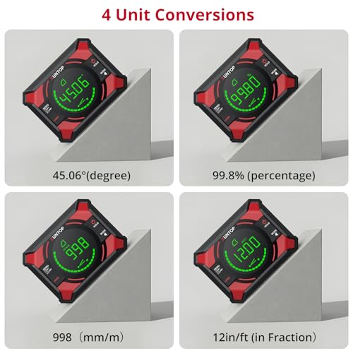Image of XUNTOP 4x90 /2x180(0.01) Digital Angle Finder with Dual Laser Digital Angle Gauge with Bottom and Back Magnetic Rechargeable Inclinometer with Digital Level Bubble (Class 2 Laser, <1mW Power Output)