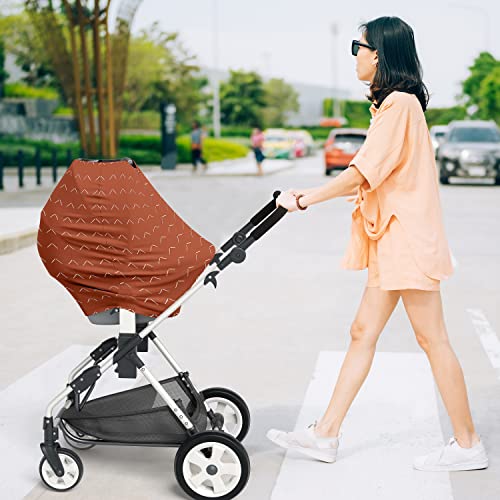 Image of Sweet Jojo Designs Orange Boho Arrow Boy Girl Infant Baby Car Seat Cover Nursing Breastfeeding Shopping Cart Stroller Canopy Rust Modern Bohemian Gender Neutral Farmhouse Southwest Arrows Diamond Tuft