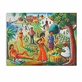 Haitian Culture African Haiti Market Street Oil Painting Art Poster (12) Canvas Painting Wall Art Poster for Bedroom Living Room Decor 32x24inch(80x60cm) Unframe-style