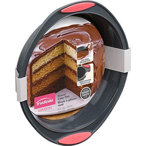 Trudeau Maison Round Silicone Pan Gray/Coral, Multicolor, 9 Inch #TOP29