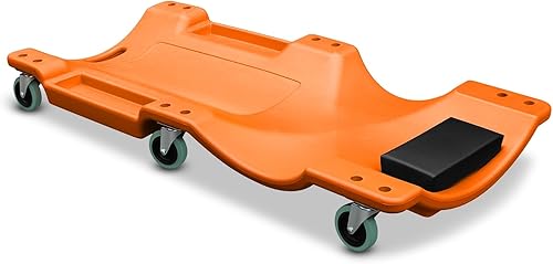 Miniatura 16 de Auto Dynasty Tablilla rodante de 40 pulgadas, para reparación mecánica automotriz de garaje de perfil bajo con reposacabezas acolchado, de plástico