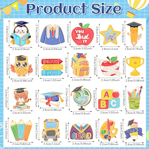 Image of SANNIX 60Pcs Kindergarten Graduation Pins for Leis, Kinder Grad Pin Class of 2026 Pins Preschool Graduation Pin Brooch Badges for Backpack Grad Lei Accessories, 30 Styles