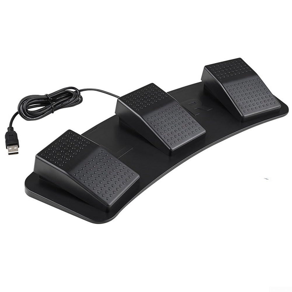 ComfyHarbor USB Dreifach-Fußschalter Pedal, programmierbarer 3-Pedal-Controller für PC Gaming Video Transkription Zoom Photobooth, hohe Empfindlichkeit, ergonomisches Design mit 2 m Kabel, Schwarz
